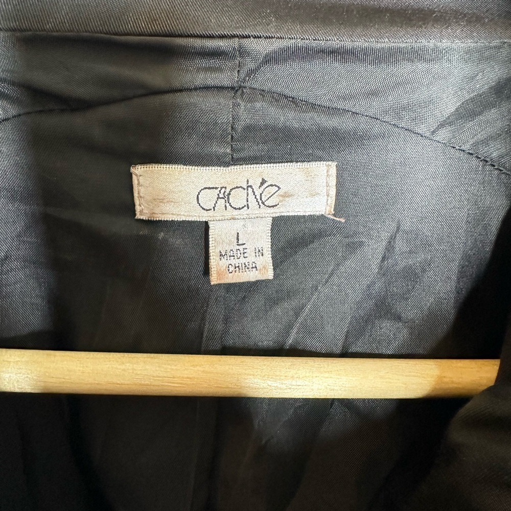 Cache Vintage 3/4 Balloon Sleeve Full Zip Snap Black Women's Jacket - Size - Picture 4 of 8